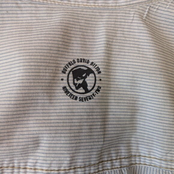 Buffalo David Bitton Men’s Western Snap Shirt Blue Pinstripe Short Sleeve Size L - Picture 5 of 9